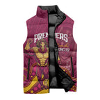 NRL Broncos Rugby Custom Sleeveless Puffer Jacket Premiers Trophy Carn The Bronx - Aussie Hoodie