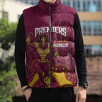 NRL Broncos Rugby Custom Sleeveless Puffer Jacket Premiers Trophy Carn The Bronx - Aussie Hoodie