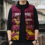 NRL Broncos Rugby Custom Sleeveless Puffer Jacket Premiers Trophy Carn The Bronx - Aussie Hoodie