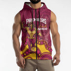 NRL Broncos Rugby Custom Sleeveless Zip Hoodie Premiers Trophy Carn The Bronx LT14