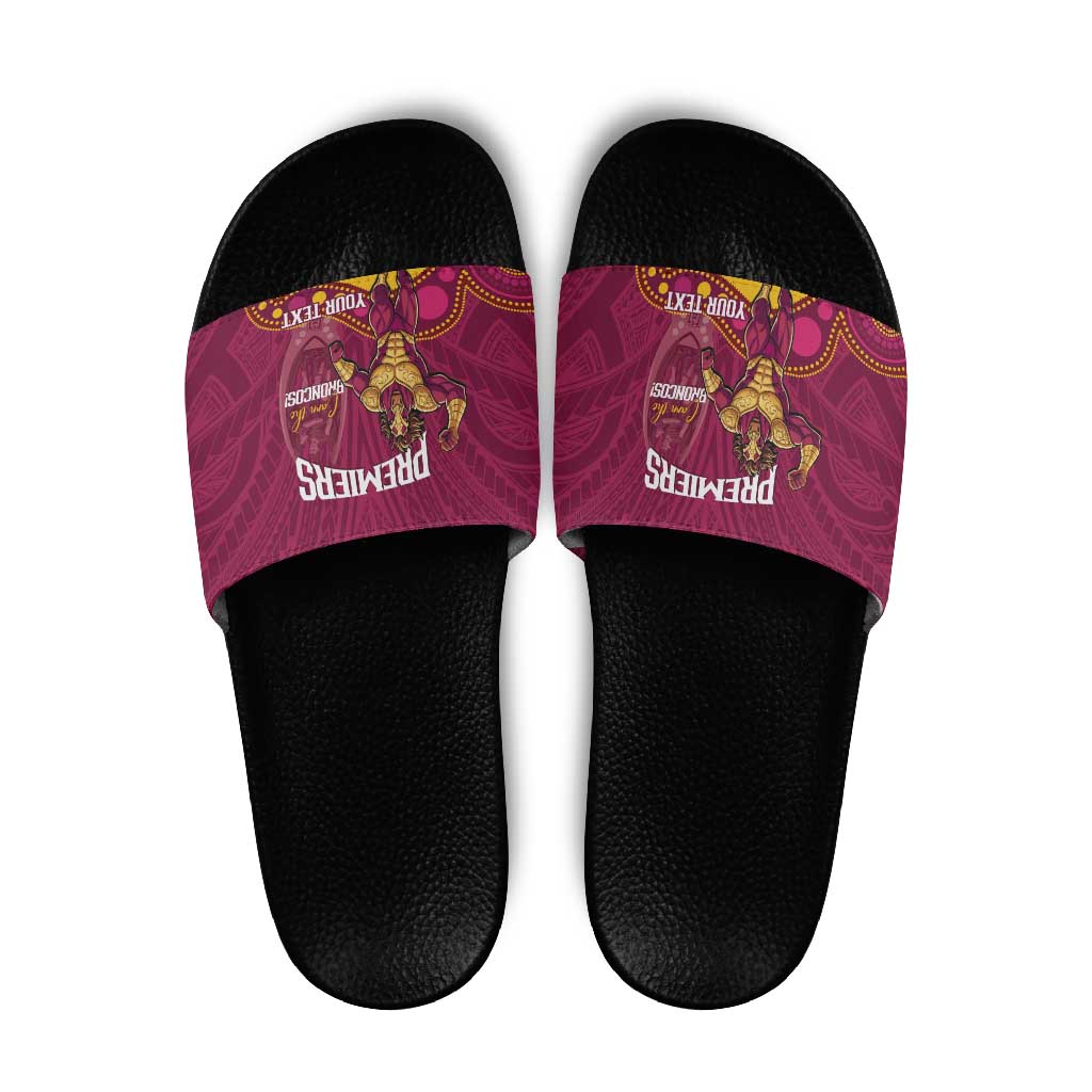 NRL Broncos Rugby Custom Slide Sandals Premiers Trophy Carn The Bronx - Aussie Hoodie