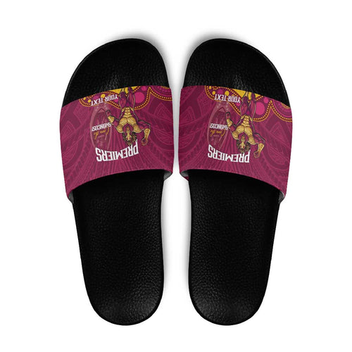 NRL Broncos Rugby Custom Slide Sandals Premiers Trophy Carn The Bronx - Aussie Hoodie