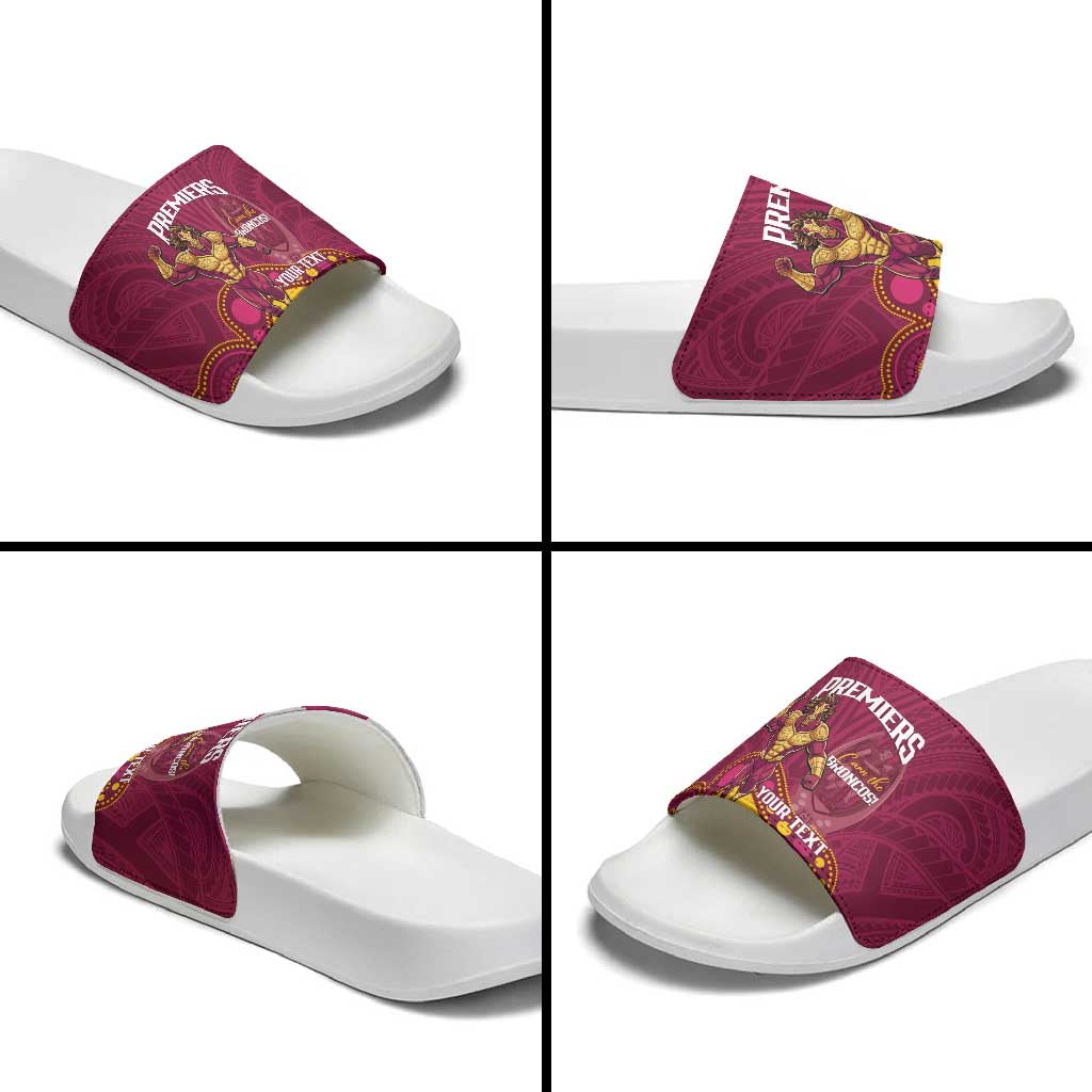 NRL Broncos Rugby Custom Slide Sandals Premiers Trophy Carn The Bronx - Aussie Hoodie