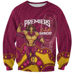 NRL Broncos Rugby Custom Sweatshirt Premiers Trophy Carn The Bronx - Aussie Hoodie