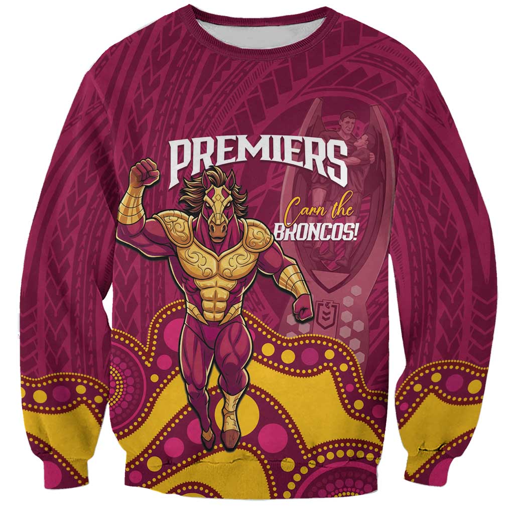 NRL Broncos Rugby Custom Sweatshirt Premiers Trophy Carn The Bronx - Aussie Hoodie