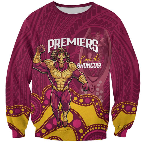 NRL Broncos Rugby Custom Sweatshirt Premiers Trophy Carn The Bronx - Aussie Hoodie
