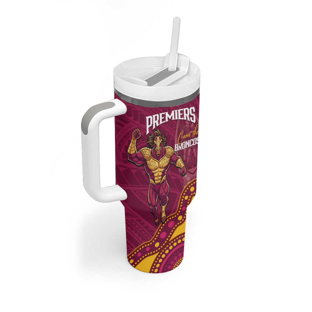 NRL Broncos Rugby Custom Tumbler With Handle Premiers Trophy Carn The Bronx - Aussie Hoodie