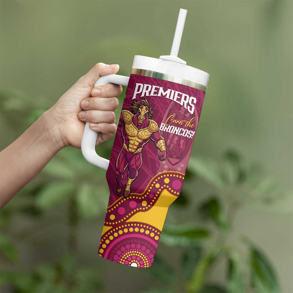 NRL Broncos Rugby Custom Tumbler With Handle Premiers Trophy Carn The Bronx - Aussie Hoodie