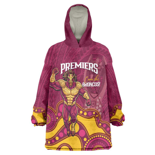 NRL Broncos Rugby Custom Wearable Blanket Hoodie Premiers Trophy Carn The Bronx - Aussie Hoodie