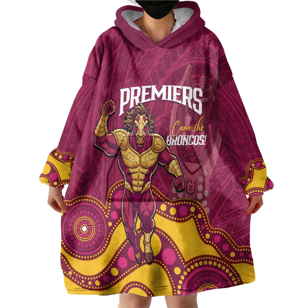NRL Broncos Rugby Custom Wearable Blanket Hoodie Premiers Trophy Carn The Bronx - Aussie Hoodie