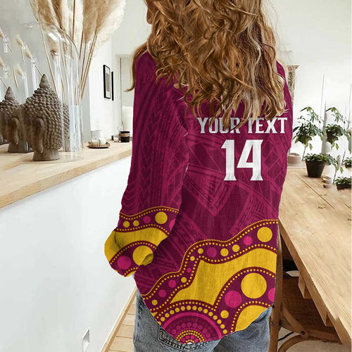NRL Broncos Rugby Custom Women Casual Shirt Premiers Trophy Carn The Bronx - Aussie Hoodie