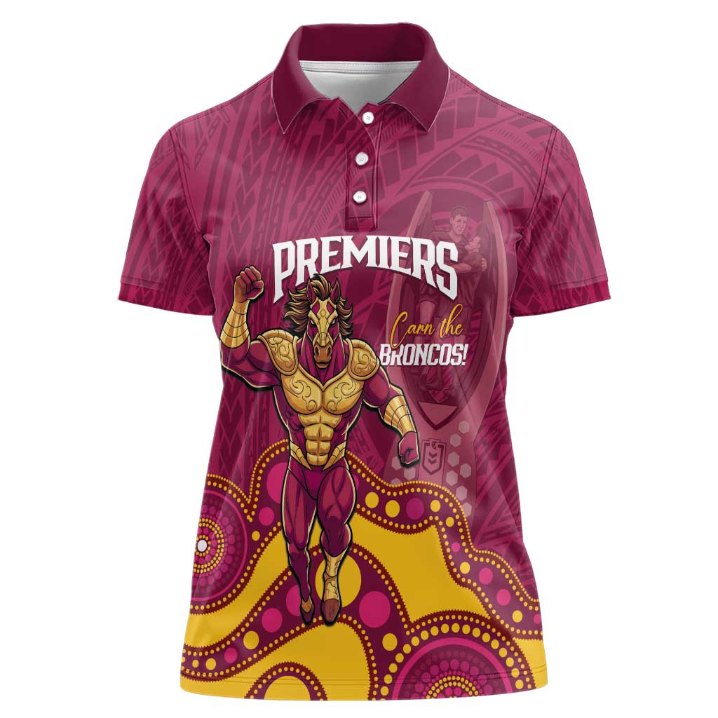 NRL Broncos Rugby Custom Women Polo Shirt Premiers Trophy Carn The Bronx - Aussie Hoodie