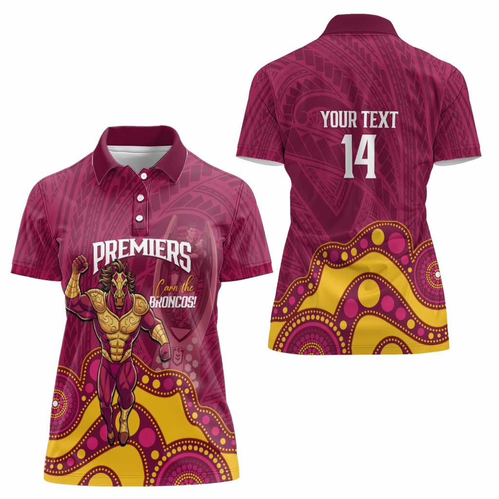 NRL Broncos Rugby Custom Women Polo Shirt Premiers Trophy Carn The Bronx - Aussie Hoodie