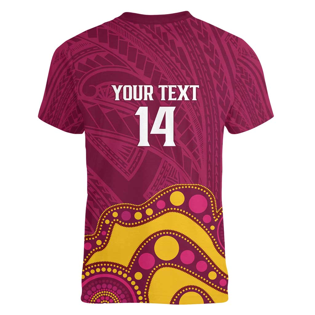 NRL Broncos Rugby Custom Women V-Neck T-Shirt Premiers Trophy Carn The Bronx - Aussie Hoodie