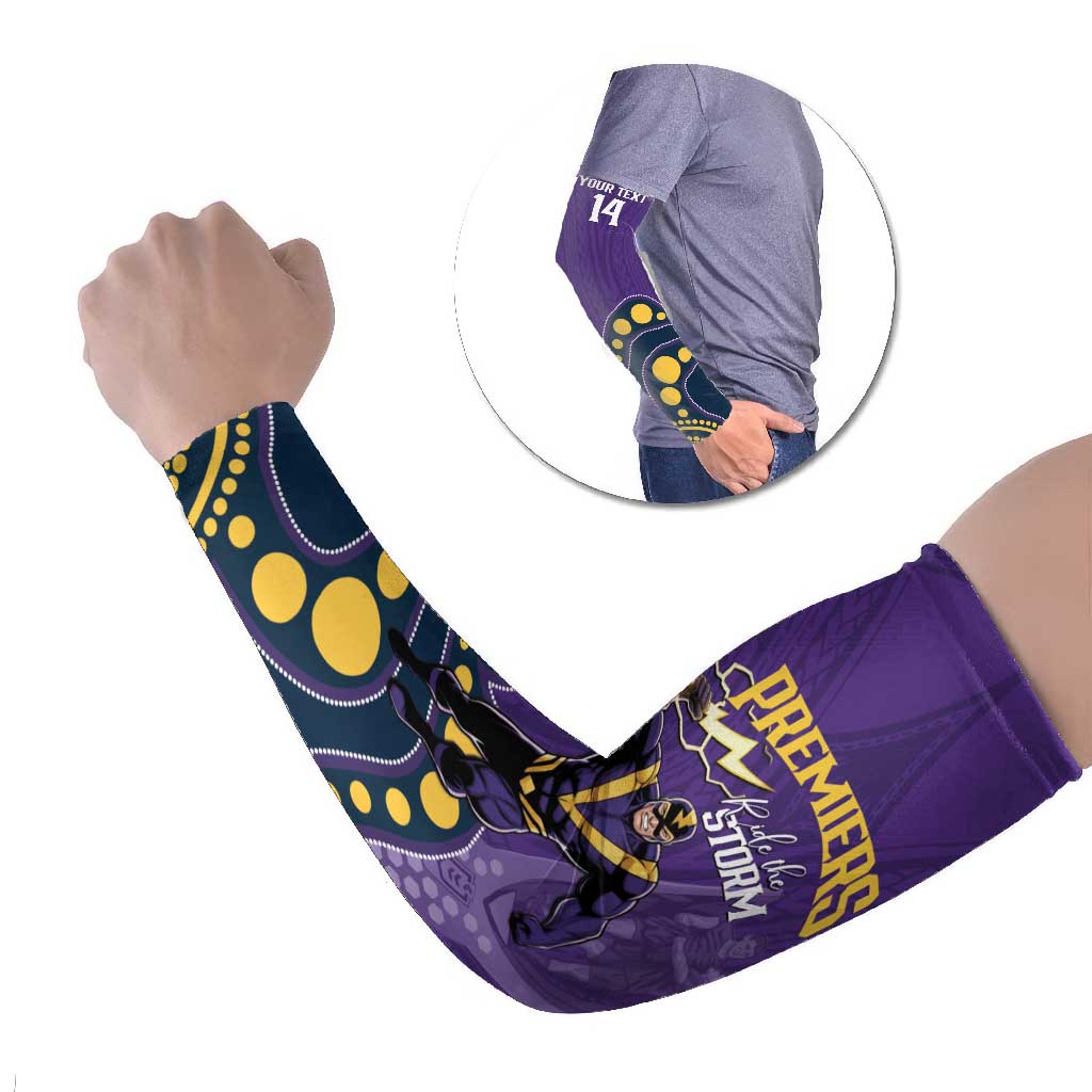 NRL Melbourne Rugby Custom Arm Sleeves Premiers Trophy Ride The Storm - Aussie Hoodie