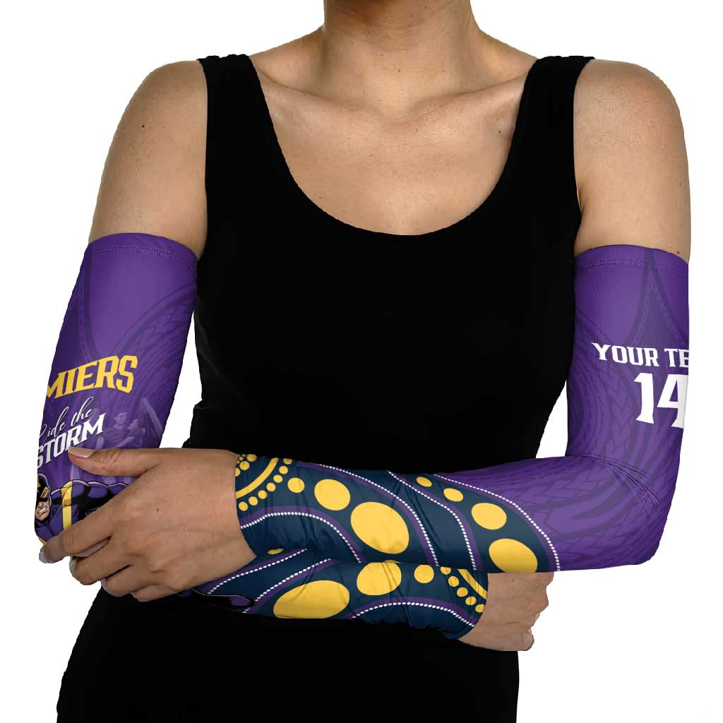 NRL Melbourne Rugby Custom Arm Sleeves Premiers Trophy Ride The Storm - Aussie Hoodie