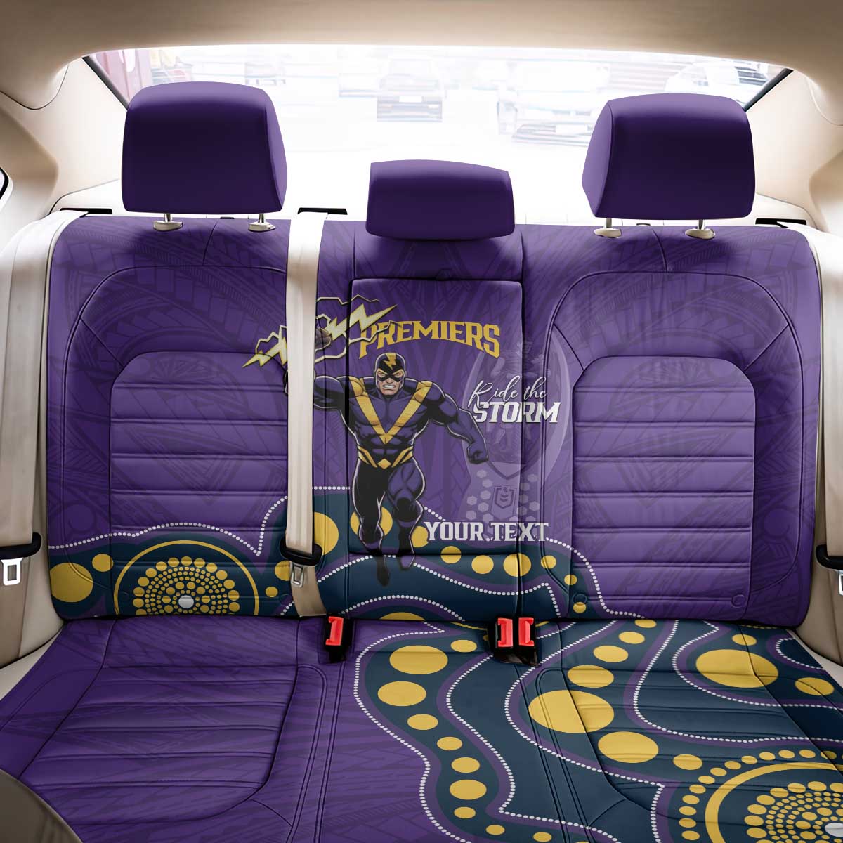 NRL Melbourne Rugby Custom Back Car Seat Cover Premiers Trophy Ride The Storm - Aussie Hoodie