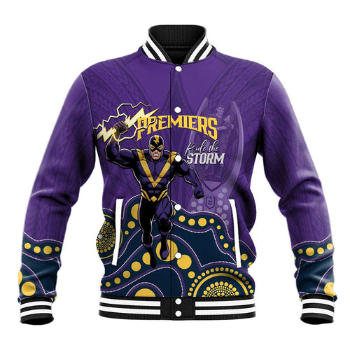 NRL Melbourne Rugby Custom Baseball Jacket Premiers Trophy Ride The Storm - Aussie Hoodie