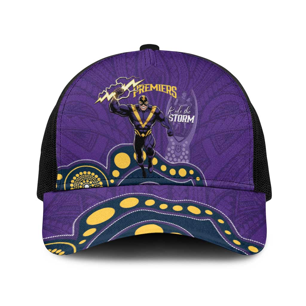 NRL Melbourne Rugby Baseball Net Cap Premiers Trophy Ride The Storm - Aussie Hoodie