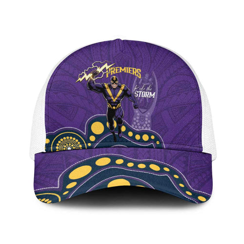 NRL Melbourne Rugby Baseball Net Cap Premiers Trophy Ride The Storm - Aussie Hoodie
