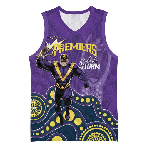 NRL Melbourne Rugby Custom Basketball Jersey Premiers Trophy Ride The Storm - Aussie Hoodie