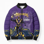 NRL Melbourne Rugby Custom Bomber Puffer Jacket Premiers Trophy Ride The Storm - Aussie Hoodie