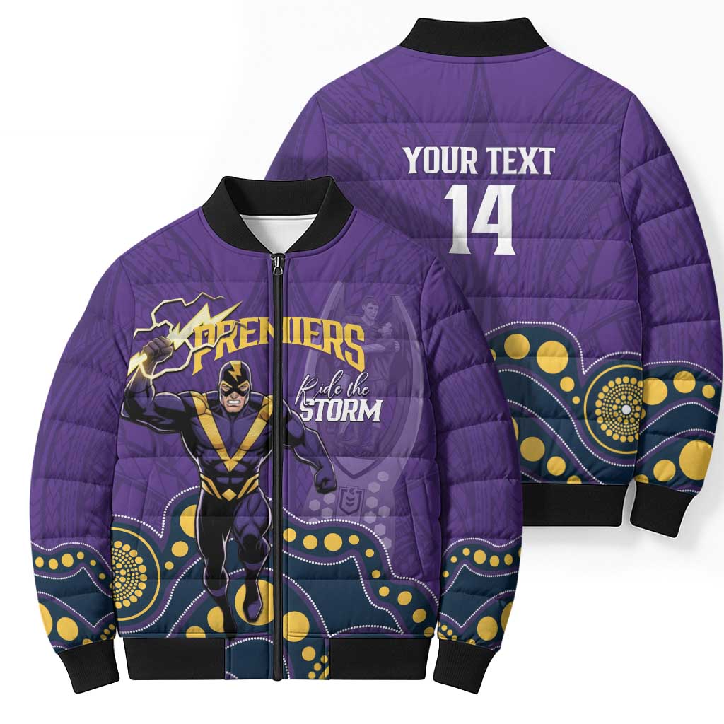 NRL Melbourne Rugby Custom Bomber Puffer Jacket Premiers Trophy Ride The Storm - Aussie Hoodie