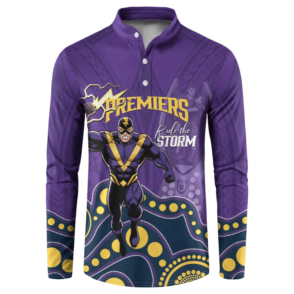NRL Melbourne Rugby Custom Button Sweatshirt Premiers Trophy Ride The Storm - Aussie Hoodie