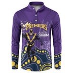 NRL Melbourne Rugby Custom Button Sweatshirt Premiers Trophy Ride The Storm - Aussie Hoodie