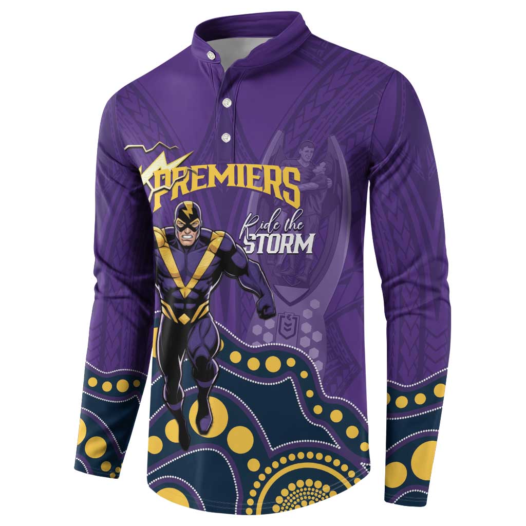 NRL Melbourne Rugby Custom Button Sweatshirt Premiers Trophy Ride The Storm - Aussie Hoodie