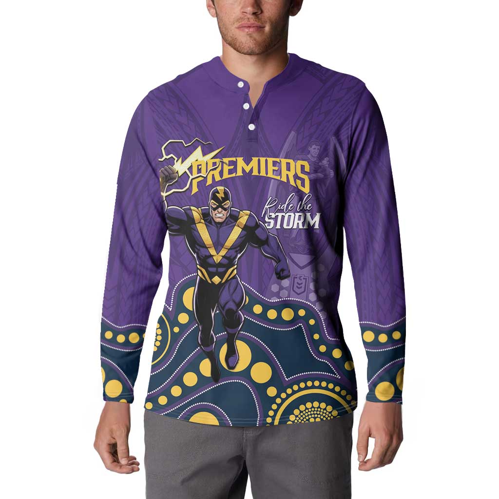 NRL Melbourne Rugby Custom Button Sweatshirt Premiers Trophy Ride The Storm - Aussie Hoodie