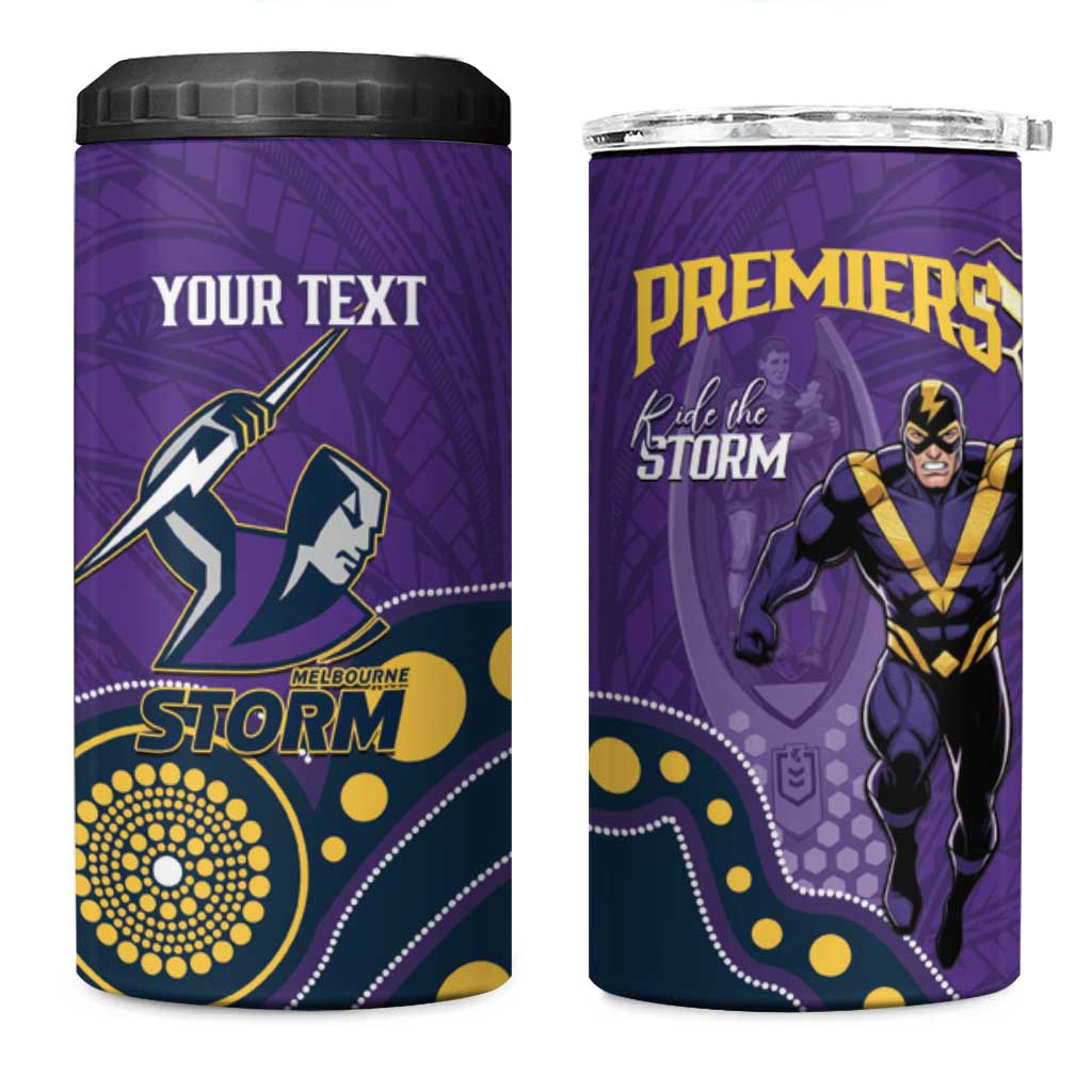 NRL Melbourne Rugby Custom 4 in 1 Can Cooler Tumbler Premiers Trophy Ride The Storm - Aussie Hoodie