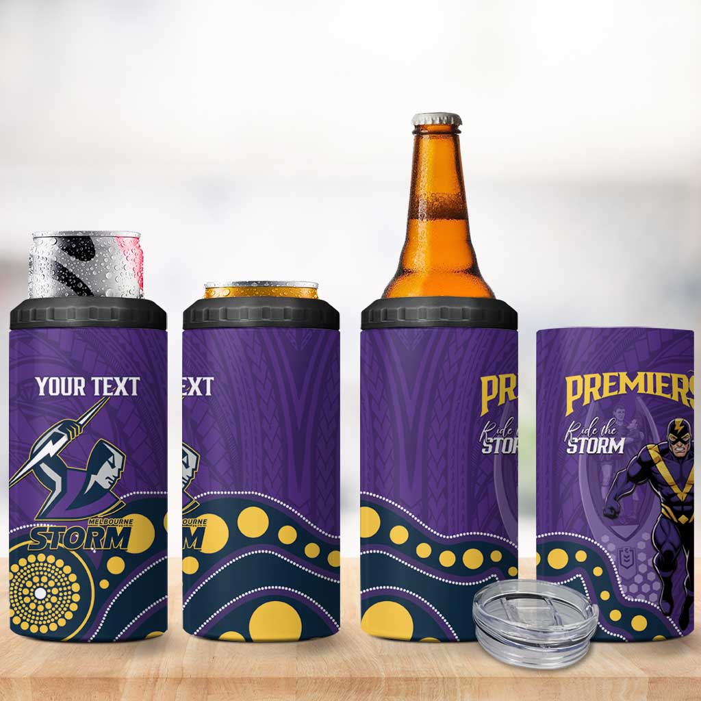 NRL Melbourne Rugby Custom 4 in 1 Can Cooler Tumbler Premiers Trophy Ride The Storm - Aussie Hoodie