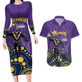 NRL Melbourne Rugby Custom Couples Matching Long Sleeve Bodycon Dress and Hawaiian Shirt Premiers Trophy Ride The Storm - Aussie Hoodie