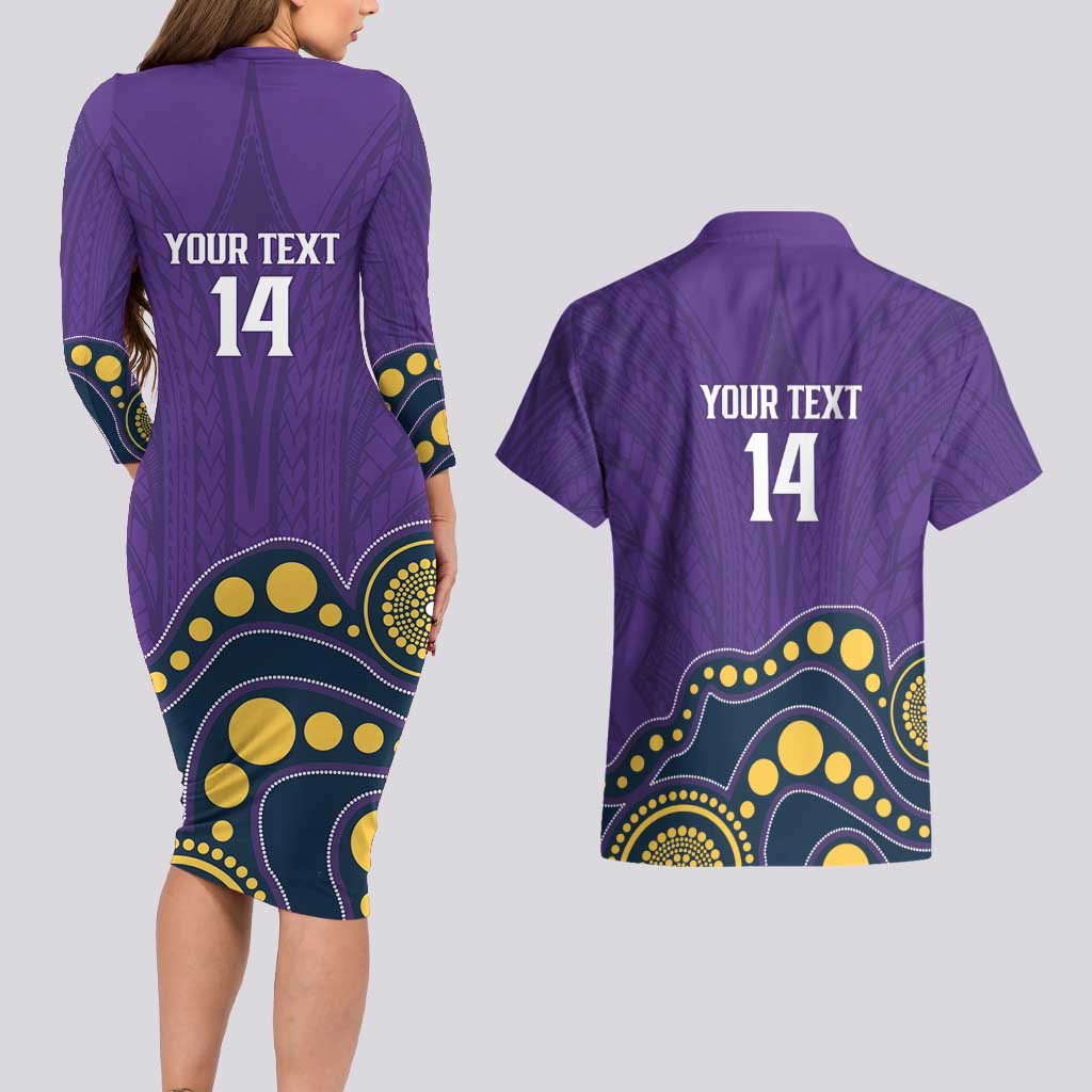 NRL Melbourne Rugby Custom Couples Matching Long Sleeve Bodycon Dress and Hawaiian Shirt Premiers Trophy Ride The Storm - Aussie Hoodie
