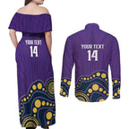 NRL Melbourne Rugby Custom Couples Matching Off Shoulder Maxi Dress and Long Sleeve Button Shirt Premiers Trophy Ride The Storm - Aussie Hoodie