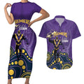 NRL Melbourne Rugby Custom Couples Matching Short Sleeve Bodycon Dress and Hawaiian Shirt Premiers Trophy Ride The Storm - Aussie Hoodie