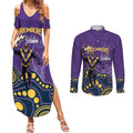 NRL Melbourne Rugby Custom Couples Matching Summer Maxi Dress and Long Sleeve Button Shirt Premiers Trophy Ride The Storm - Aussie Hoodie