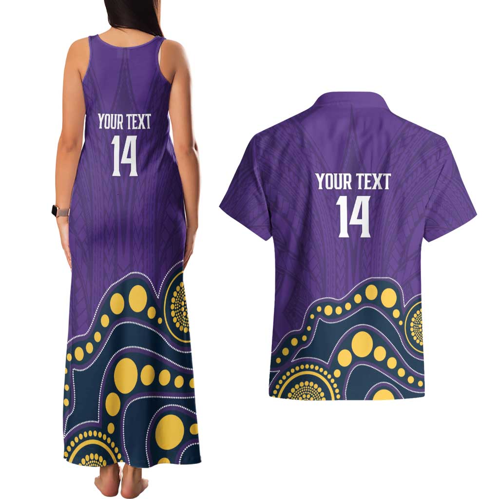 NRL Melbourne Rugby Custom Couples Matching Tank Maxi Dress and Hawaiian Shirt Premiers Trophy Ride The Storm - Aussie Hoodie