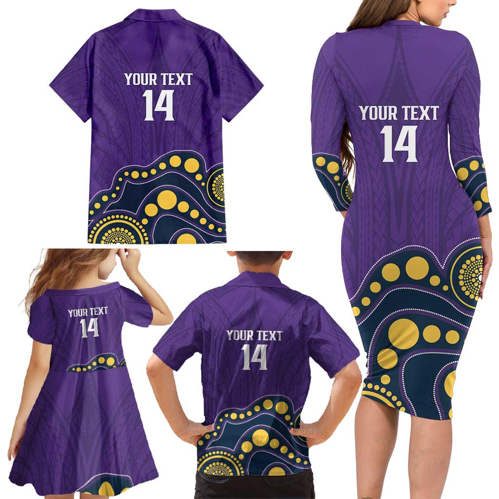 NRL Melbourne Rugby Custom Family Matching Long Sleeve Bodycon Dress and Hawaiian Shirt Premiers Trophy Ride The Storm - Aussie Hoodie