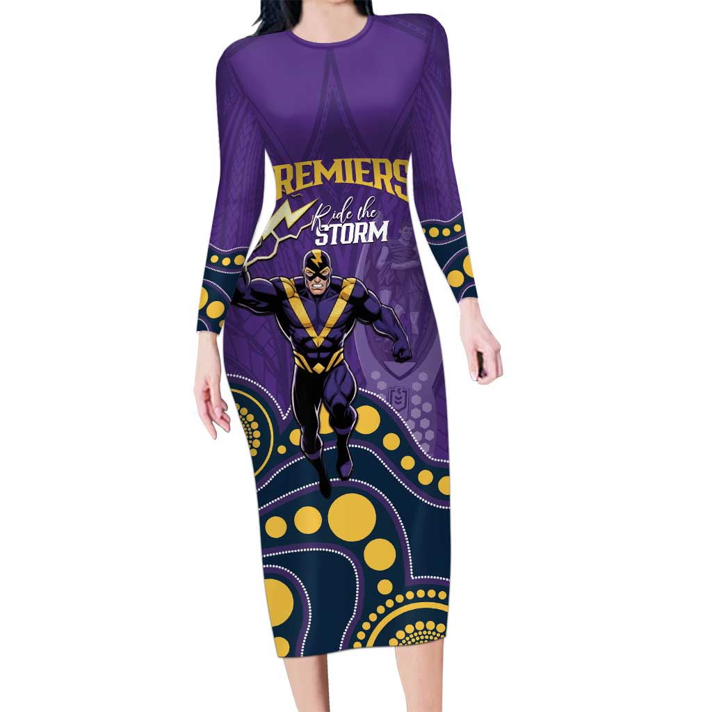 NRL Melbourne Rugby Custom Family Matching Long Sleeve Bodycon Dress and Hawaiian Shirt Premiers Trophy Ride The Storm - Aussie Hoodie