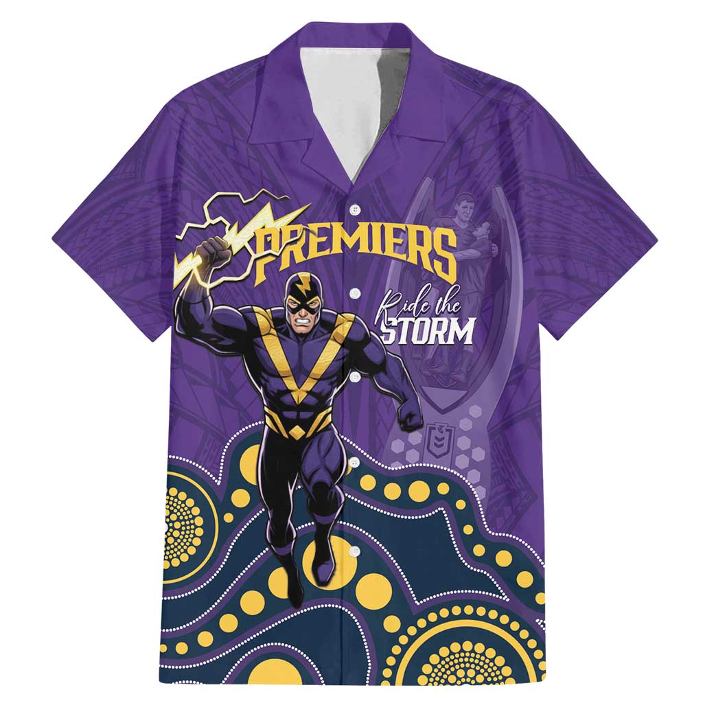 NRL Melbourne Rugby Custom Family Matching Mermaid Dress and Hawaiian Shirt Premiers Trophy Ride The Storm - Aussie Hoodie