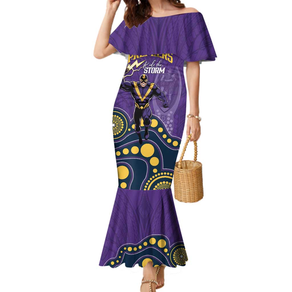 NRL Melbourne Rugby Custom Family Matching Mermaid Dress and Hawaiian Shirt Premiers Trophy Ride The Storm - Aussie Hoodie