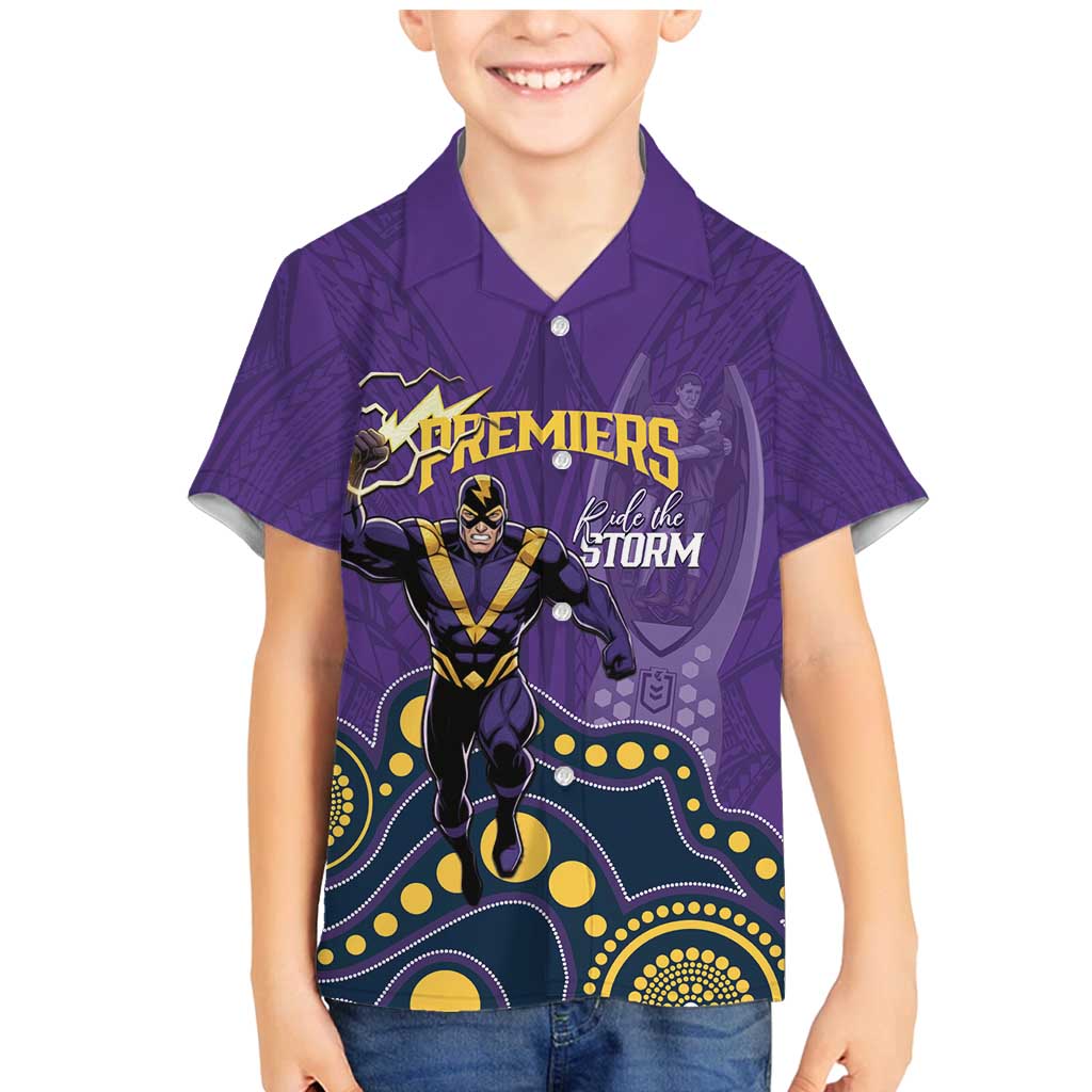 NRL Melbourne Rugby Custom Family Matching Mermaid Dress and Hawaiian Shirt Premiers Trophy Ride The Storm - Aussie Hoodie