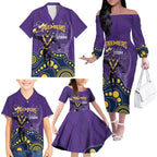 NRL Melbourne Rugby Custom Family Matching Off The Shoulder Long Sleeve Dress and Hawaiian Shirt Premiers Trophy Ride The Storm - Aussie Hoodie