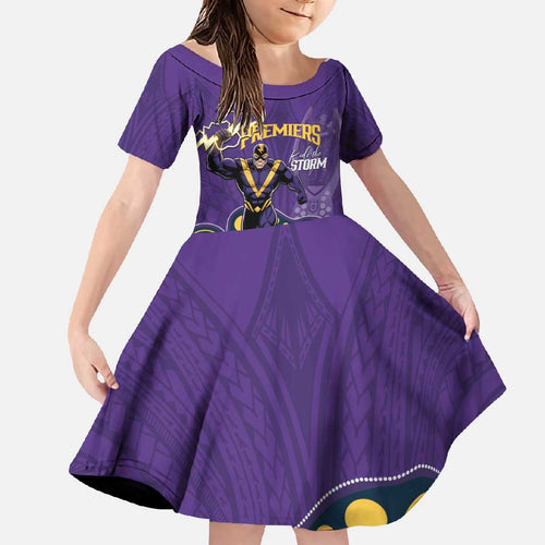 NRL Melbourne Rugby Custom Family Matching Off Shoulder Maxi Dress and Hawaiian Shirt Premiers Trophy Ride The Storm - Aussie Hoodie
