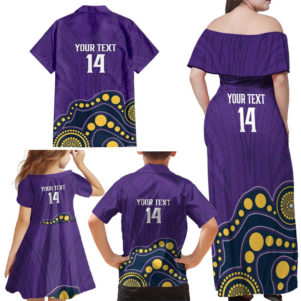 NRL Melbourne Rugby Custom Family Matching Off Shoulder Maxi Dress and Hawaiian Shirt Premiers Trophy Ride The Storm - Aussie Hoodie