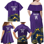 NRL Melbourne Rugby Custom Family Matching Off Shoulder Maxi Dress and Hawaiian Shirt Premiers Trophy Ride The Storm - Aussie Hoodie