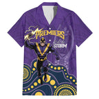NRL Melbourne Rugby Custom Family Matching Off Shoulder Maxi Dress and Hawaiian Shirt Premiers Trophy Ride The Storm - Aussie Hoodie