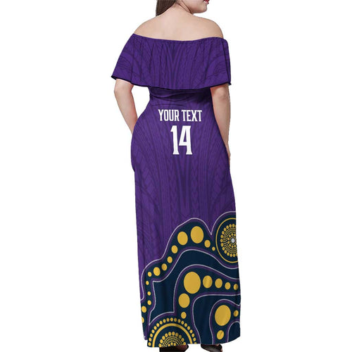 NRL Melbourne Rugby Custom Family Matching Off Shoulder Maxi Dress and Hawaiian Shirt Premiers Trophy Ride The Storm - Aussie Hoodie